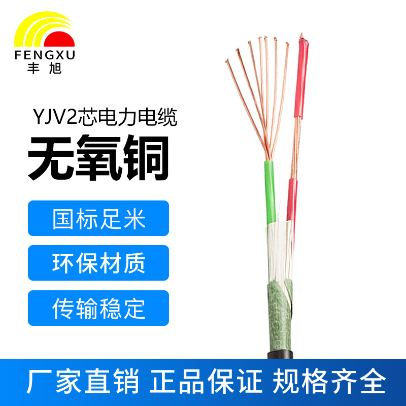 豐旭國(guó)標(biāo)2芯純銅芯阻燃電力電纜ZR-YJV2芯動(dòng)力電纜低壓交聯(lián)護(hù)套線